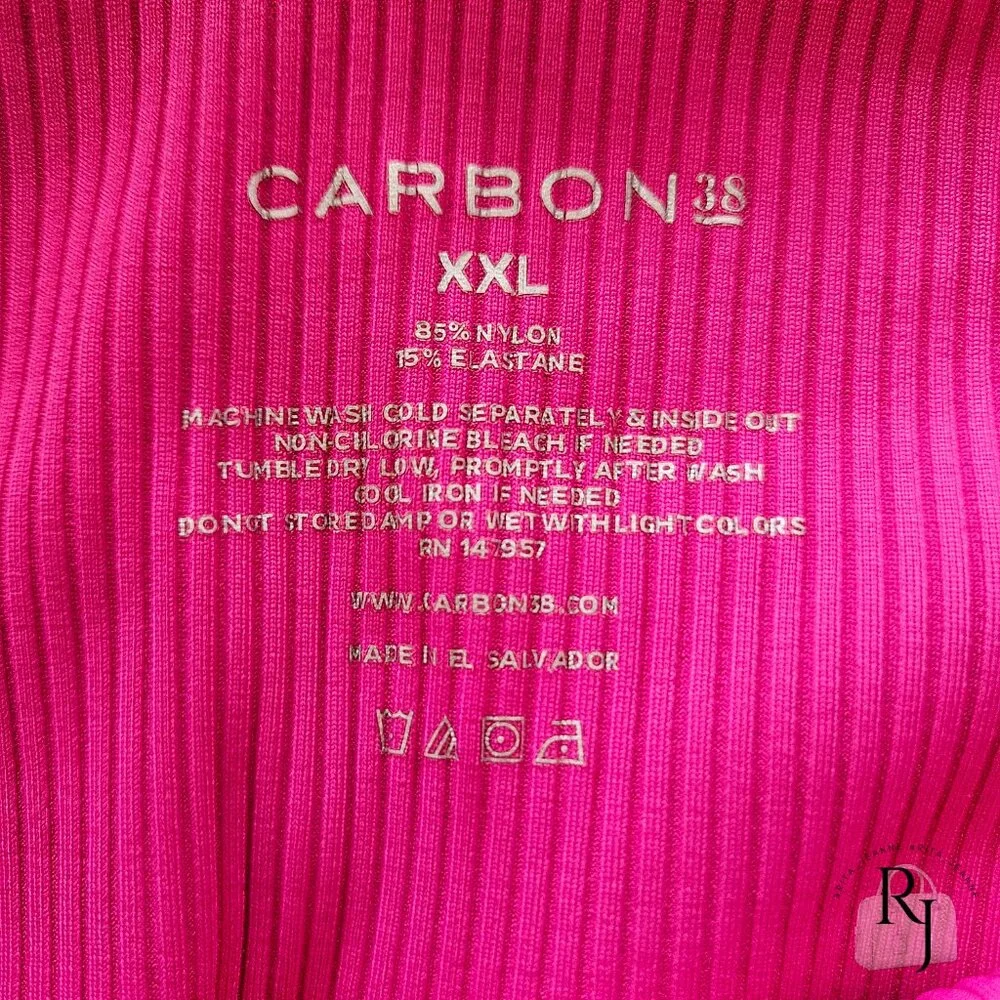 Carbon38 Ribbed 7/8 Legging β XXL β Neon Pink β Sculpting High Rise - Picture 7 of 11